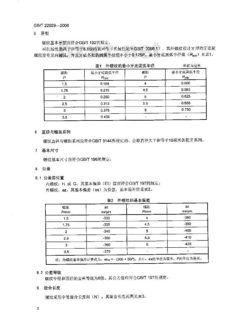 GB/T 22029-2008 热浸镀锌螺纹 在外螺纹上容纳镀锌层