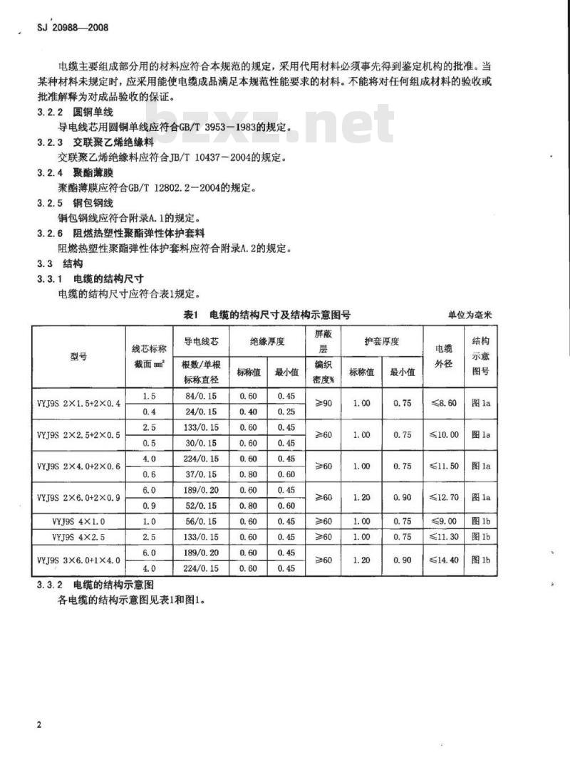 SJ 20988-2008 VYJ9S系列野战电源电缆规范