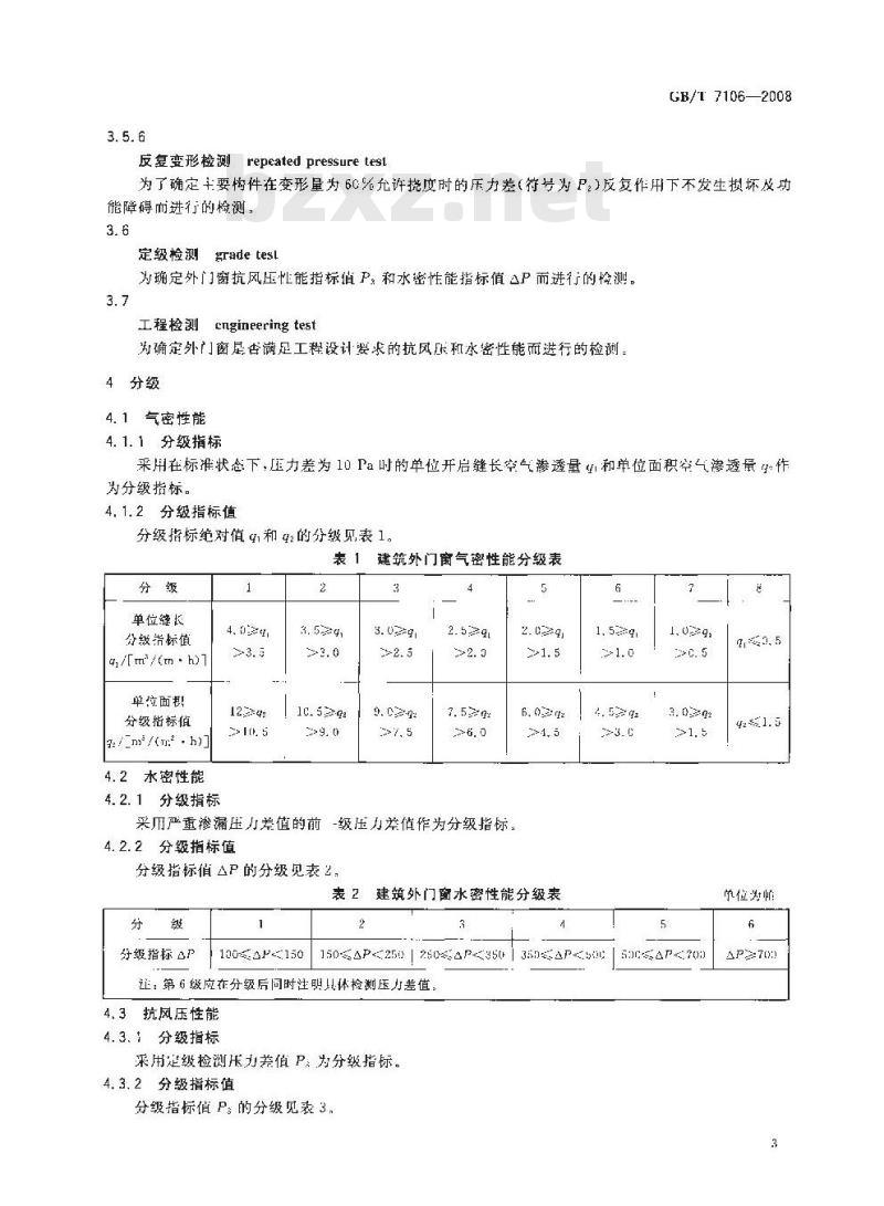 GB/T 7106-2008 建筑外门窗气密、水密、抗风压性能分级及检测方法