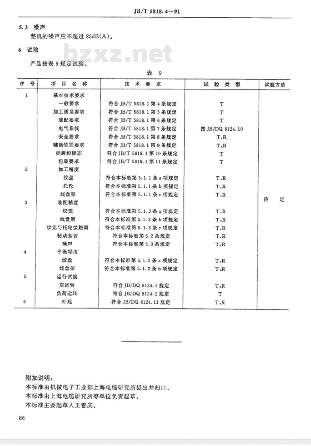 JB/T 5818.4-1991 电线电缆绞制设备 技术要求