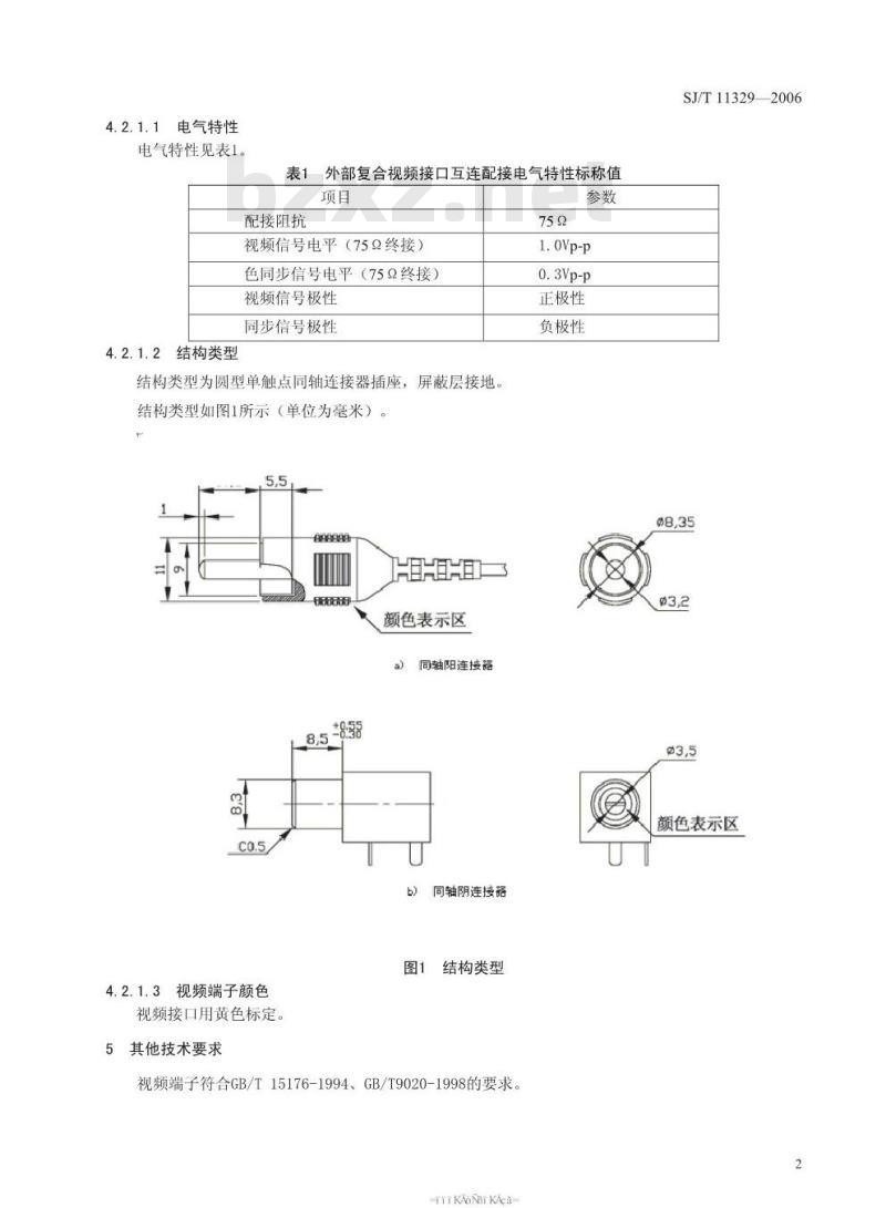 SJ/T 11329-2006 数字电视接收设备接口规范 第3部分:复合视频信号接口