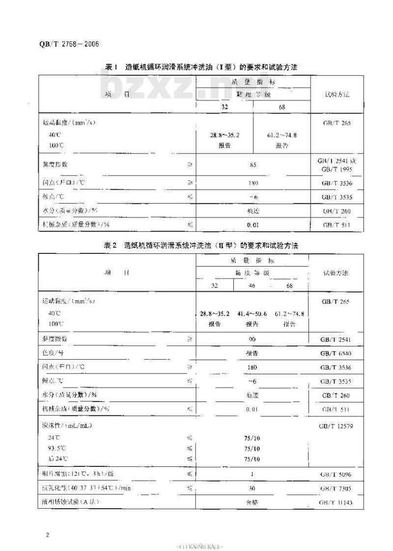 QB/T 2768-2006 造纸机循环润滑系统冲洗油