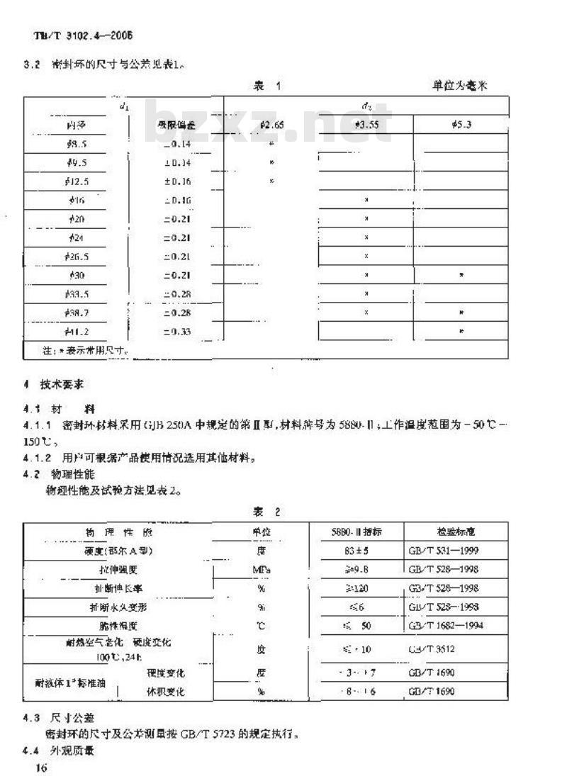 TB/T 3102.4-2005 机车车辆用曲面卡套式管接头 第4部分:橡胶密封环