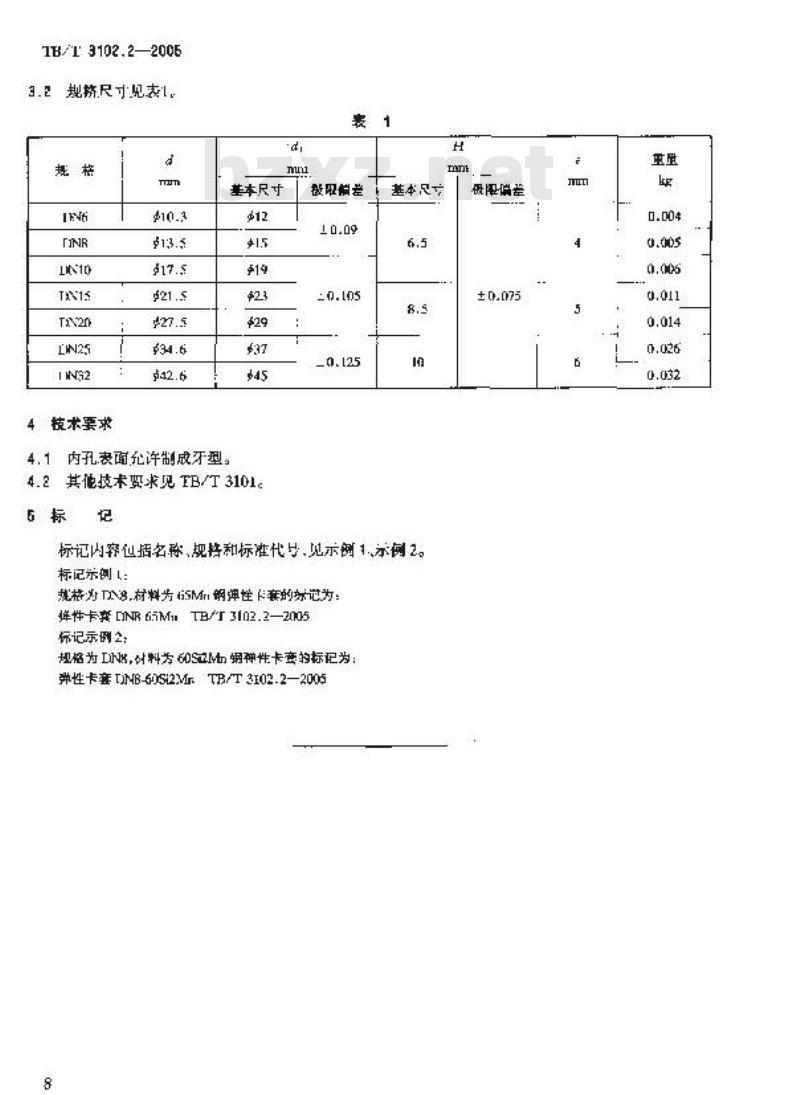 TB/T 3102.2-2005 机车车辆用曲面卡套式管接头 第2部分:弹性卡套