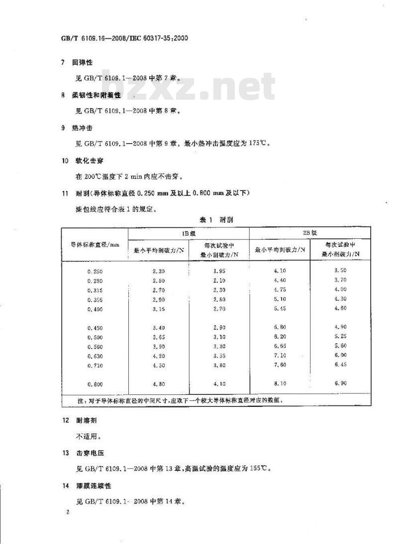 GB/T 6109.16-2008 漆包圆绕组线 第16部分:155级自粘性直焊聚氨酯漆包铜圆线