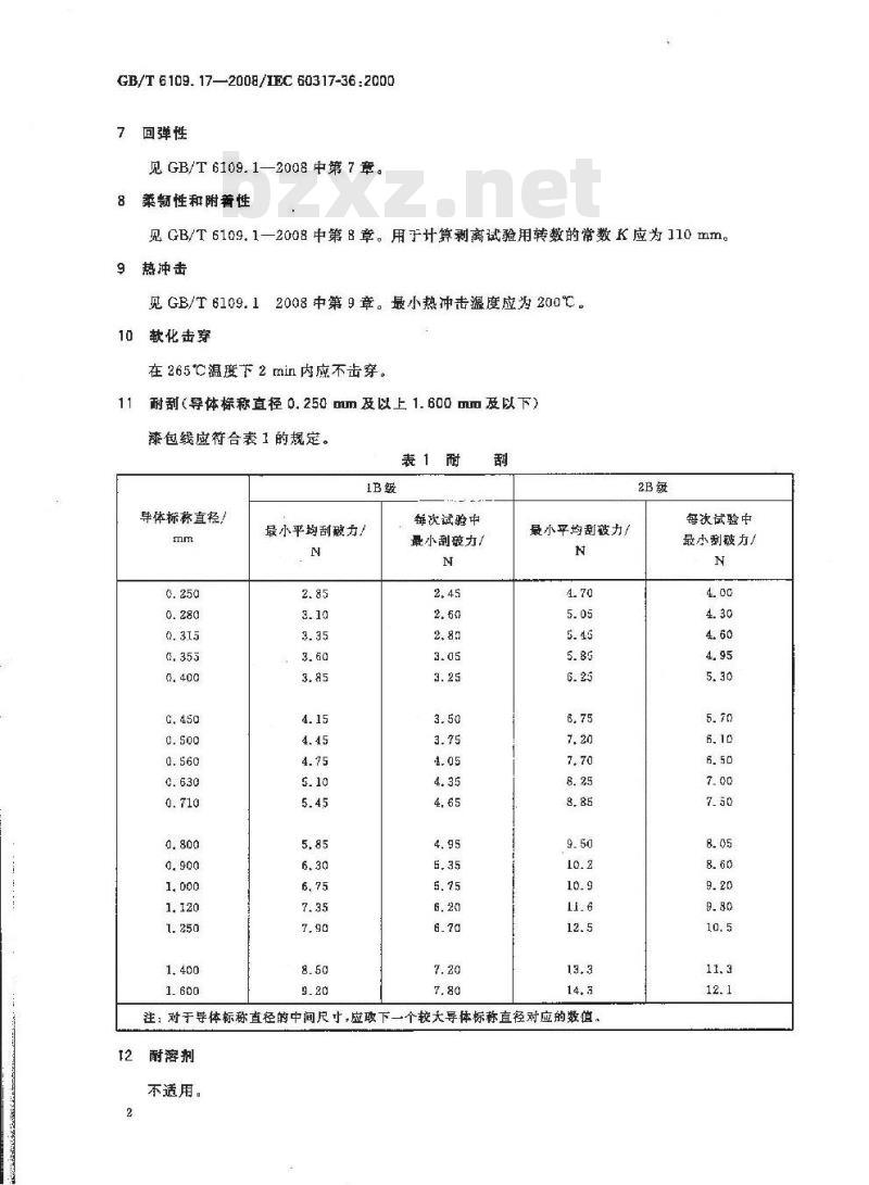 GB/T 6109.17-2008 漆包圆绕组线 第17部分:180级自粘性直焊聚酯亚胺漆包铜圆线