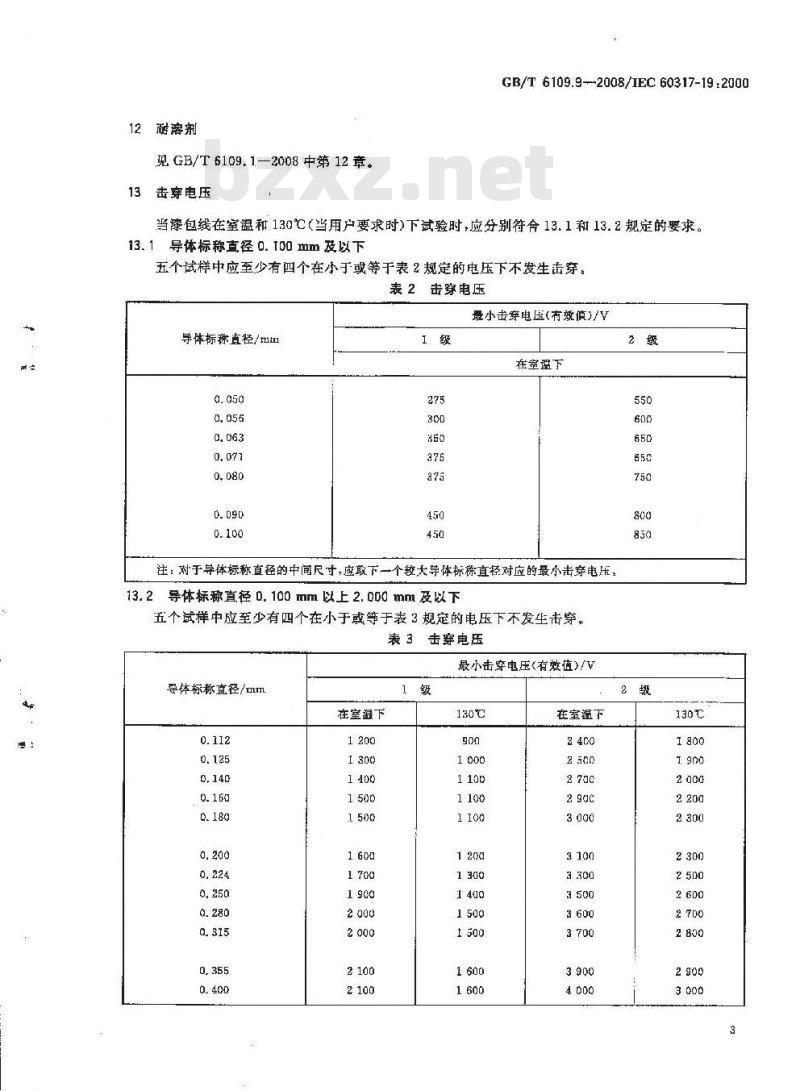 GB/T 6109.9-2008 漆包圆绕组线 第9部分:130级聚酰胺复合直焊聚氨酯漆包铜圆线