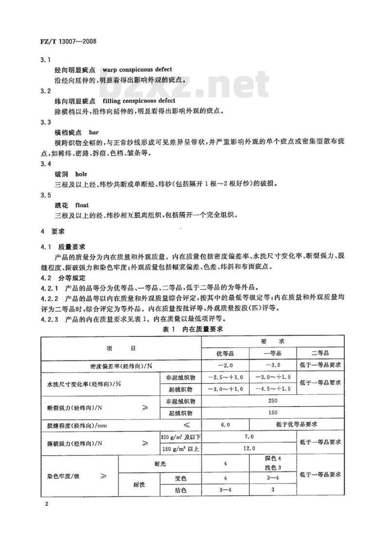 FZ/T 13007-2008 色织棉布