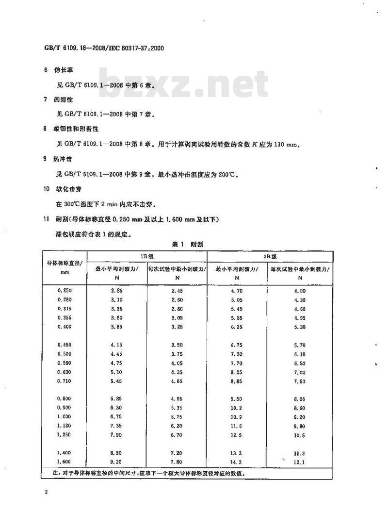 GB/T 6109.18-2008 漆包圆绕组线第18部分:180级自粘性聚酯亚胺漆包铜圆线