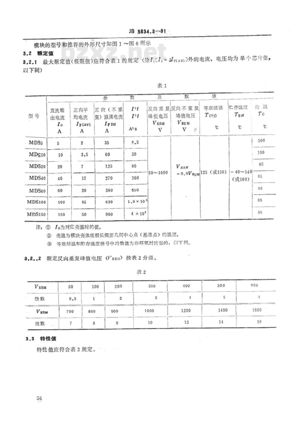 JB/T 5834.3-1991 电力整流模块MDS系列5A以上三相桥式整流模块