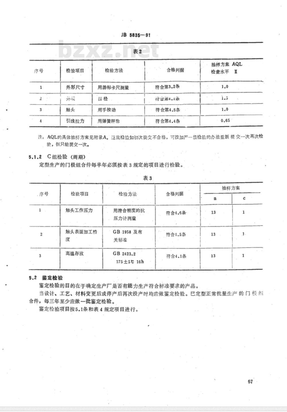 JB/T 5835-1991 电力半导体器件用门极组合件