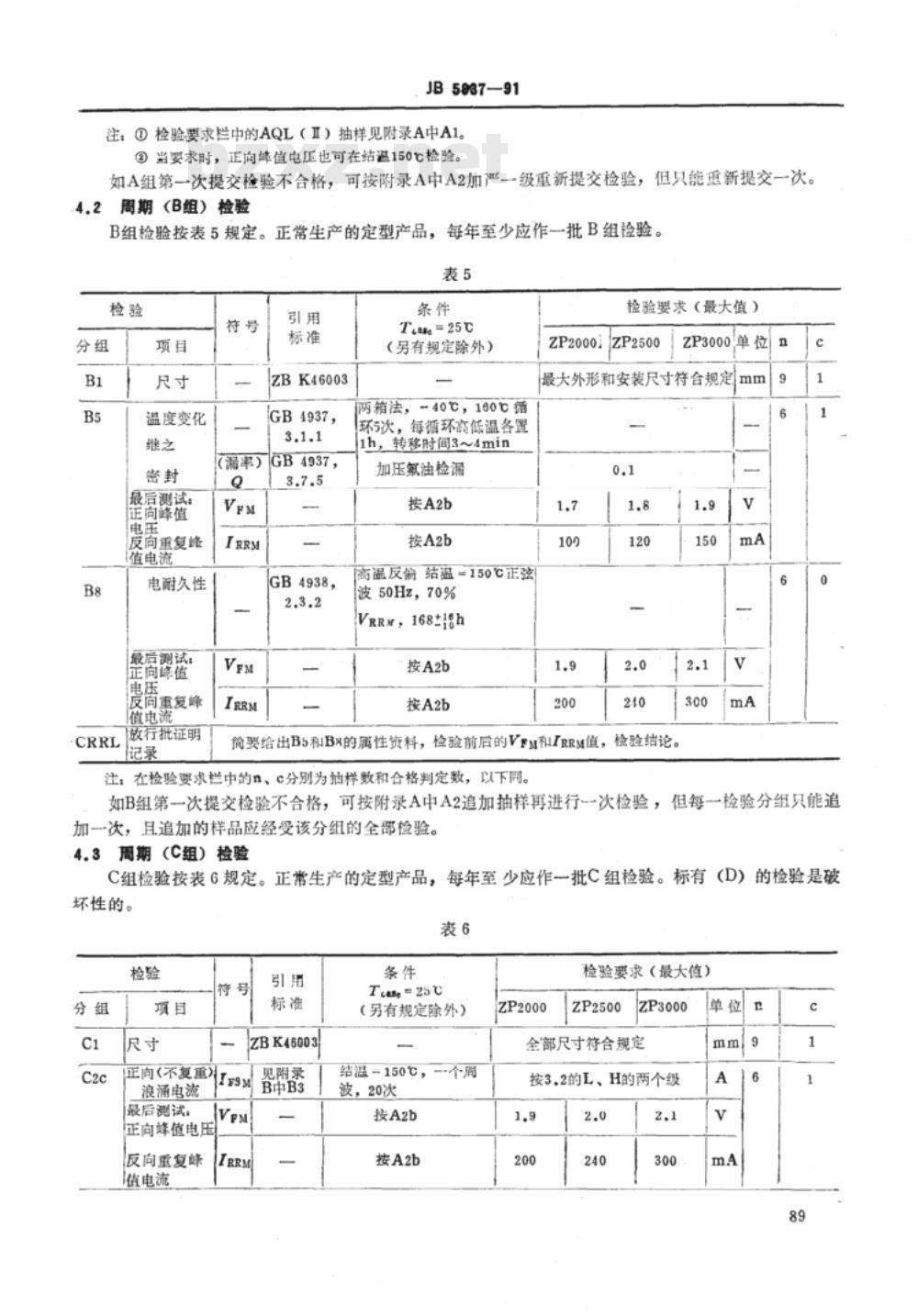 JB/T 5837-1991 ZP系列2000A以上管壳额定整流二极管