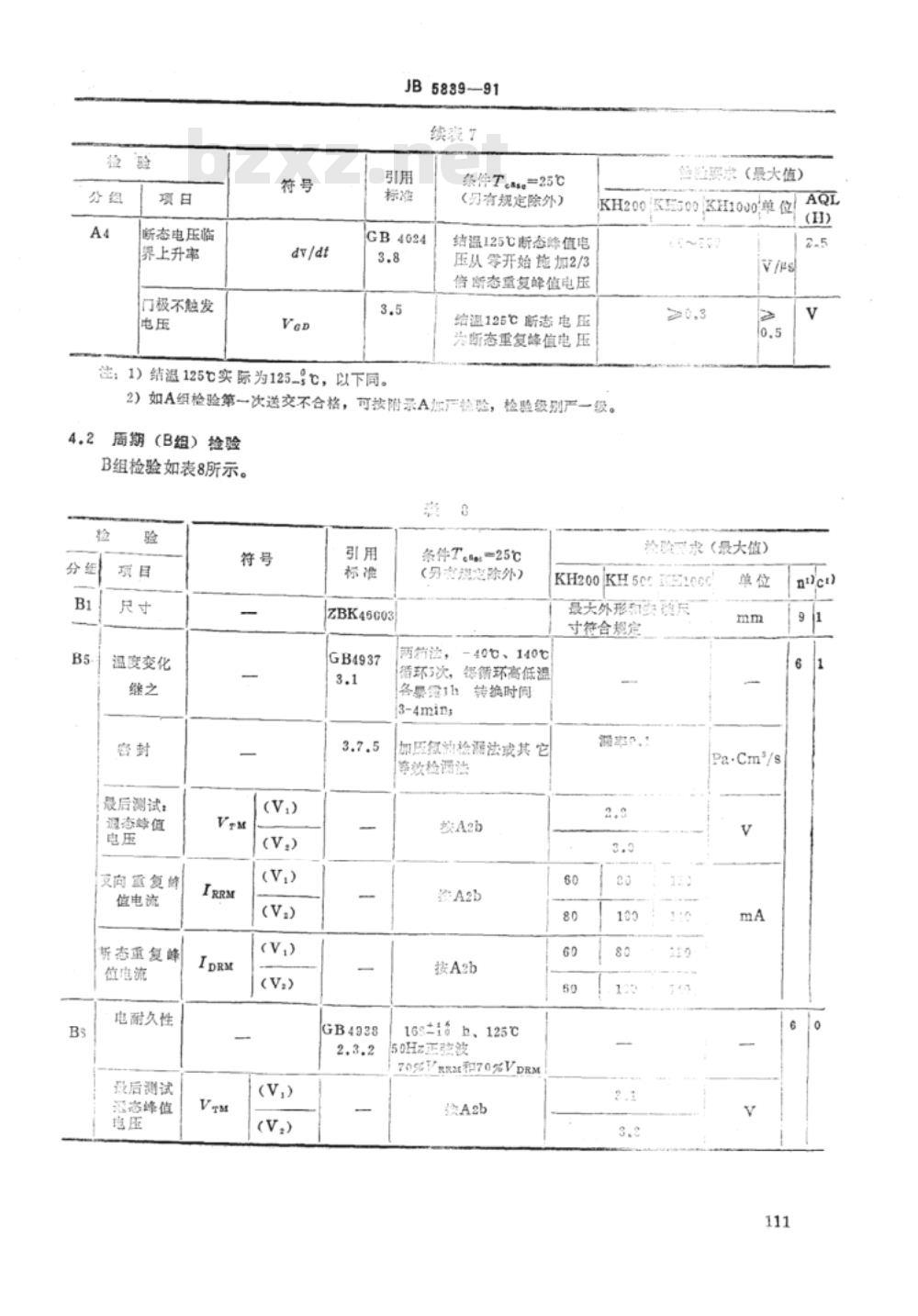 JB/T 5839-1991 KH系列200A以上管壳额定反向阻断三极高压晶闸管