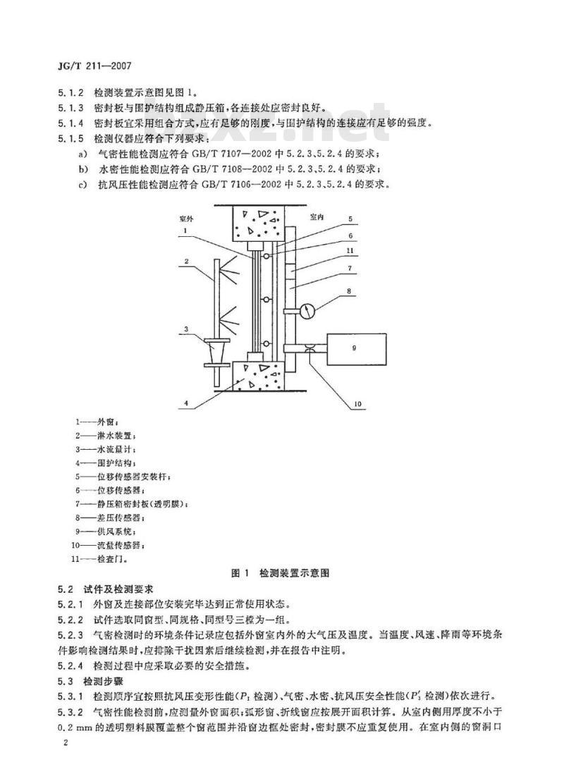 JG/T 211-2007 建筑外窗气密、水密、抗风压性能现场检测方法