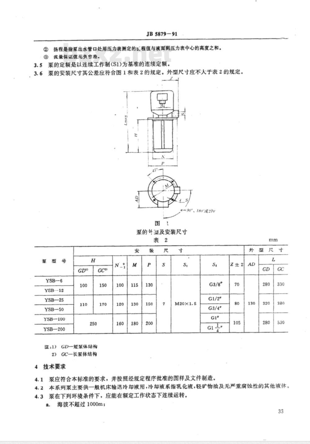 JB/T 5879-1991 YSB系列三相机床冷却电泵