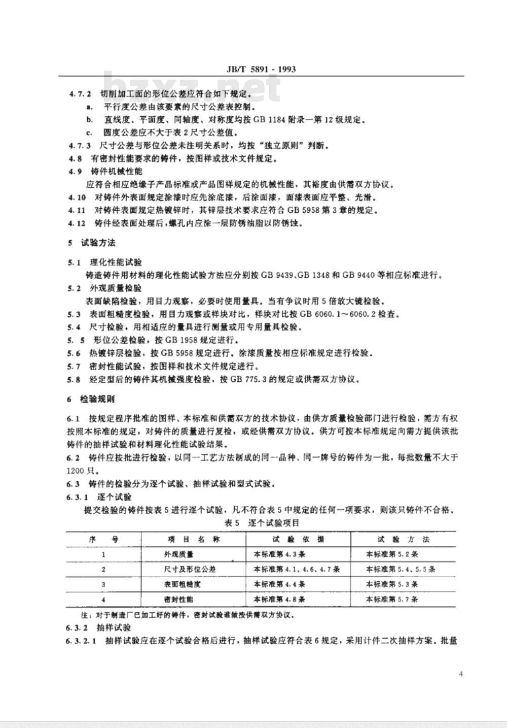 JB/T 5891-1993 绝缘子用黑色金属铸件 技术条件