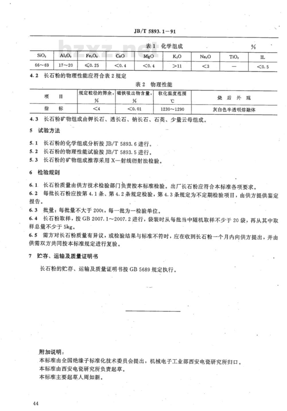 JB/T 5893.1-1991 电瓷用原料 绥中长石粉