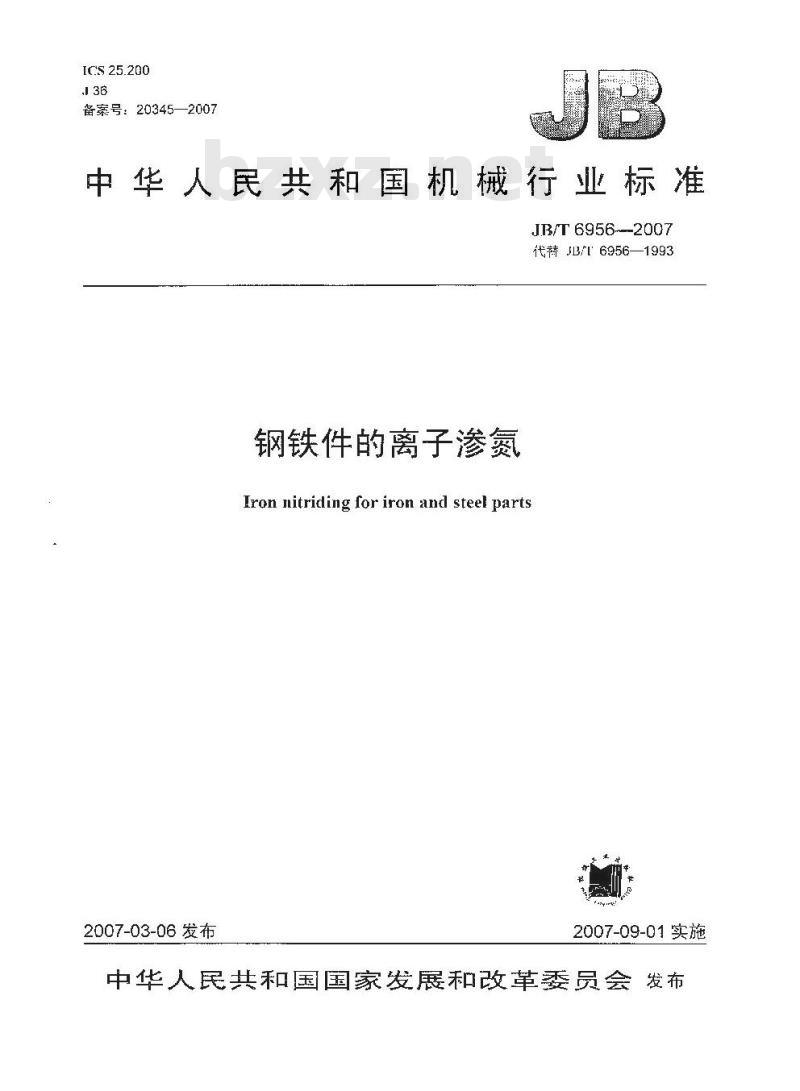 JB/T 6956-2007 钢铁件的离子渗氮