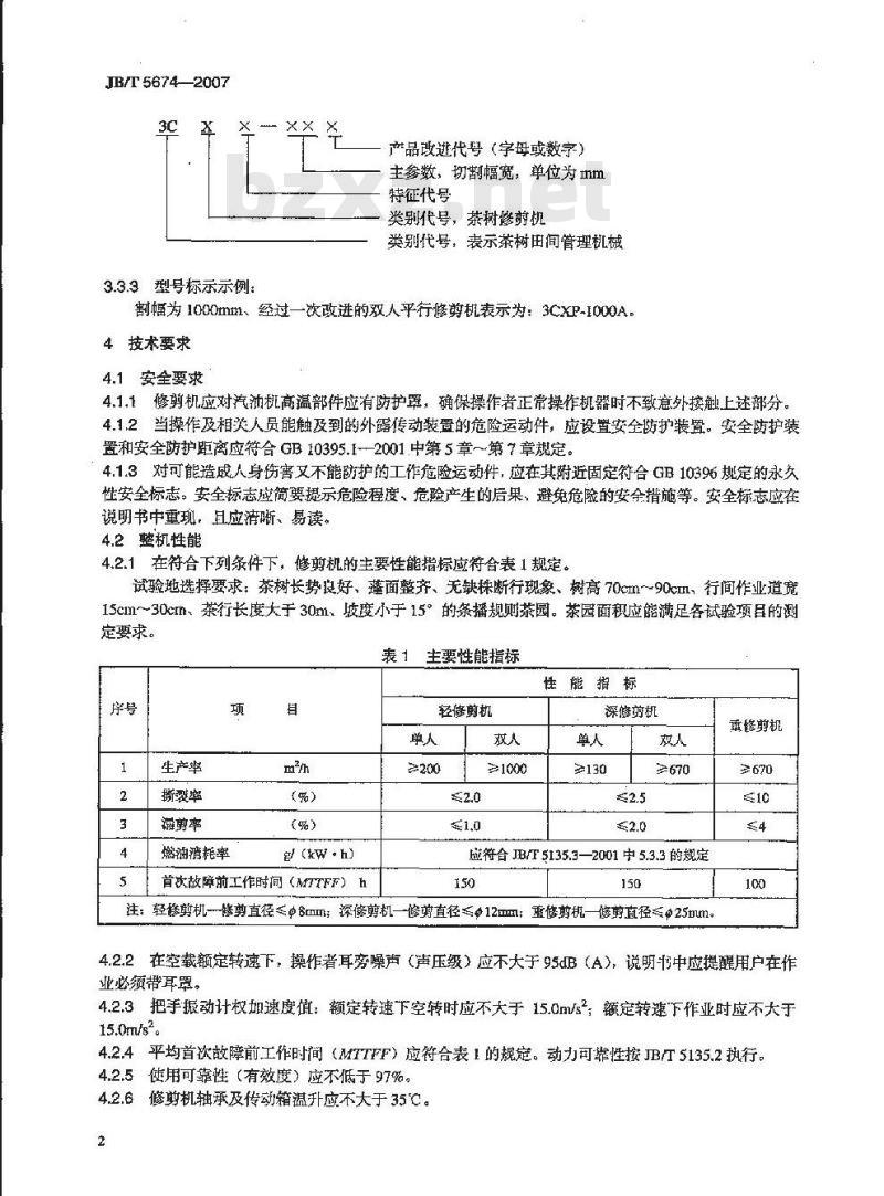 JB/T 5674-2007 茶树修剪机