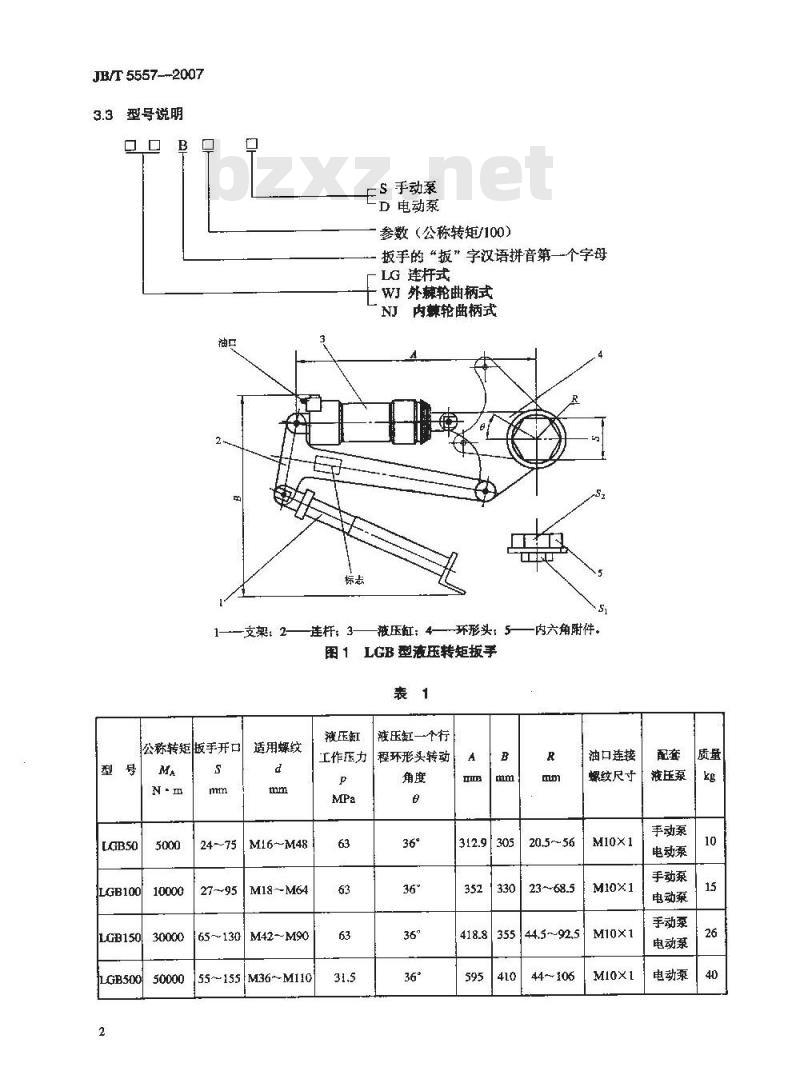 JB/T 5557-2007 液压转矩扳手
