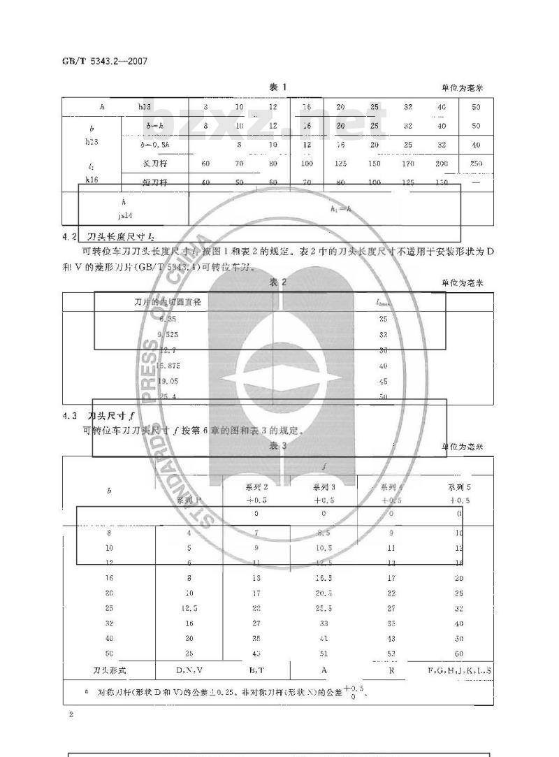 GB/T 5343.2-2007 可转位车刀及刀夹 第2部分：可转位车刀型式尺寸和技术条件