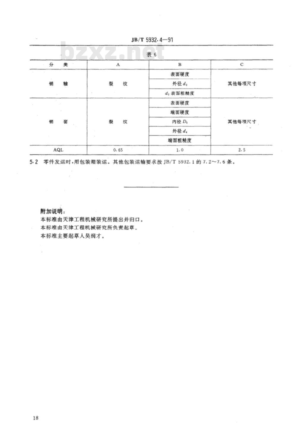 JB/T 5932.4-1991 履带式推土机 密封式履带销轴和销套