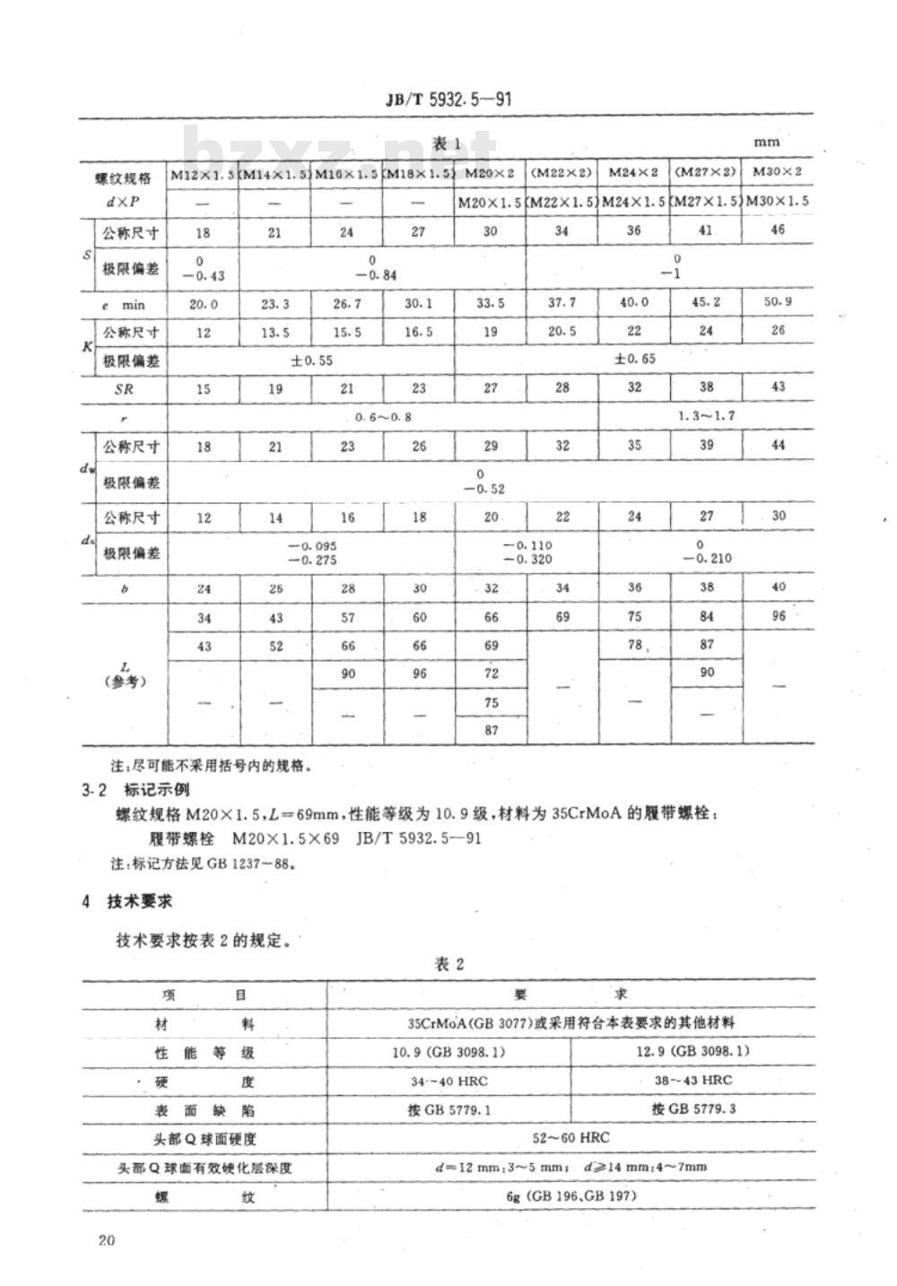 JB/T 5932.5-1991 履带式推土机 履带螺栓