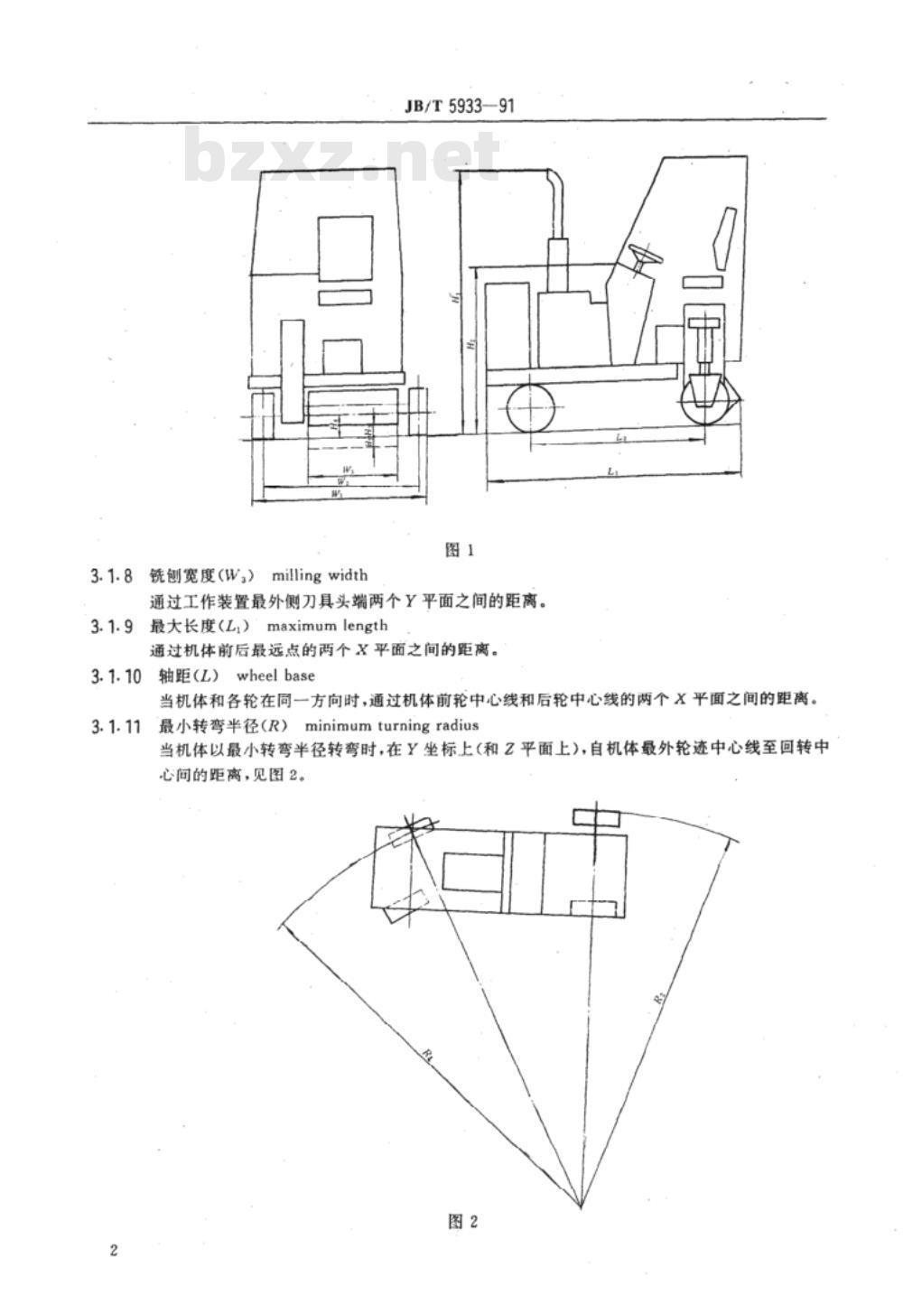 JB/T 5933-1991 路面铣刨机 术语