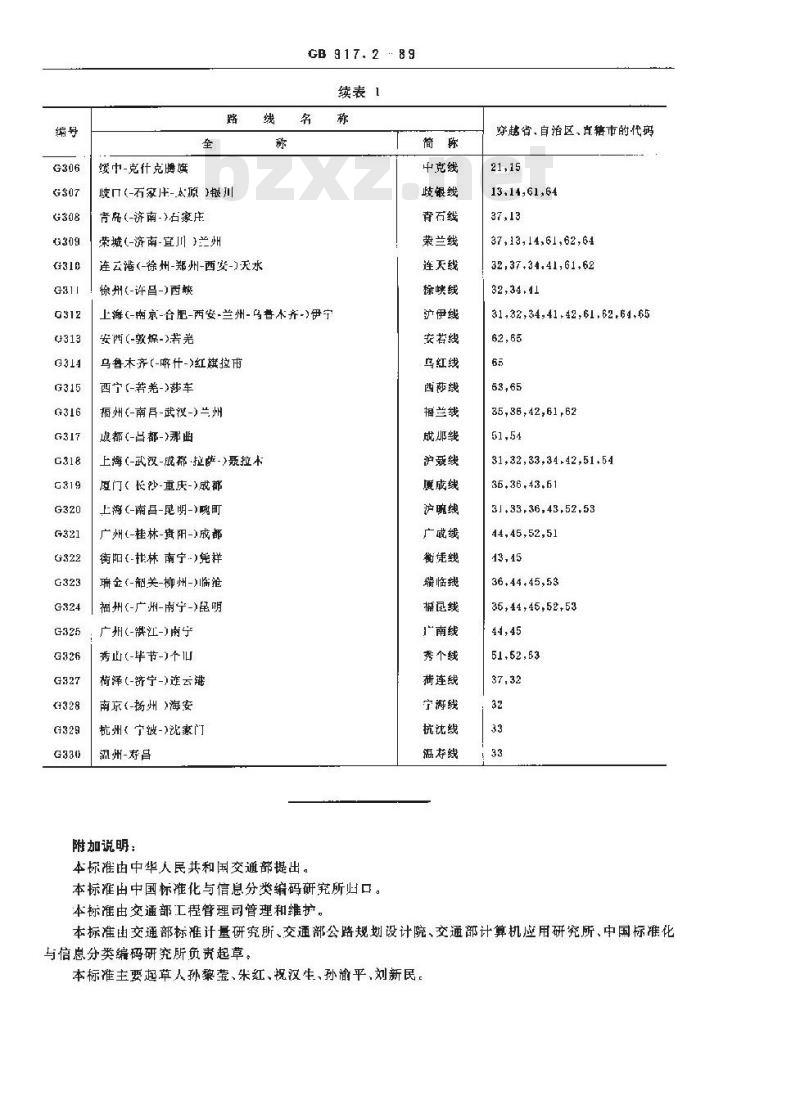 GB 917.2-1989 公路路线命名和编码规则国家干线公路线名称和编号