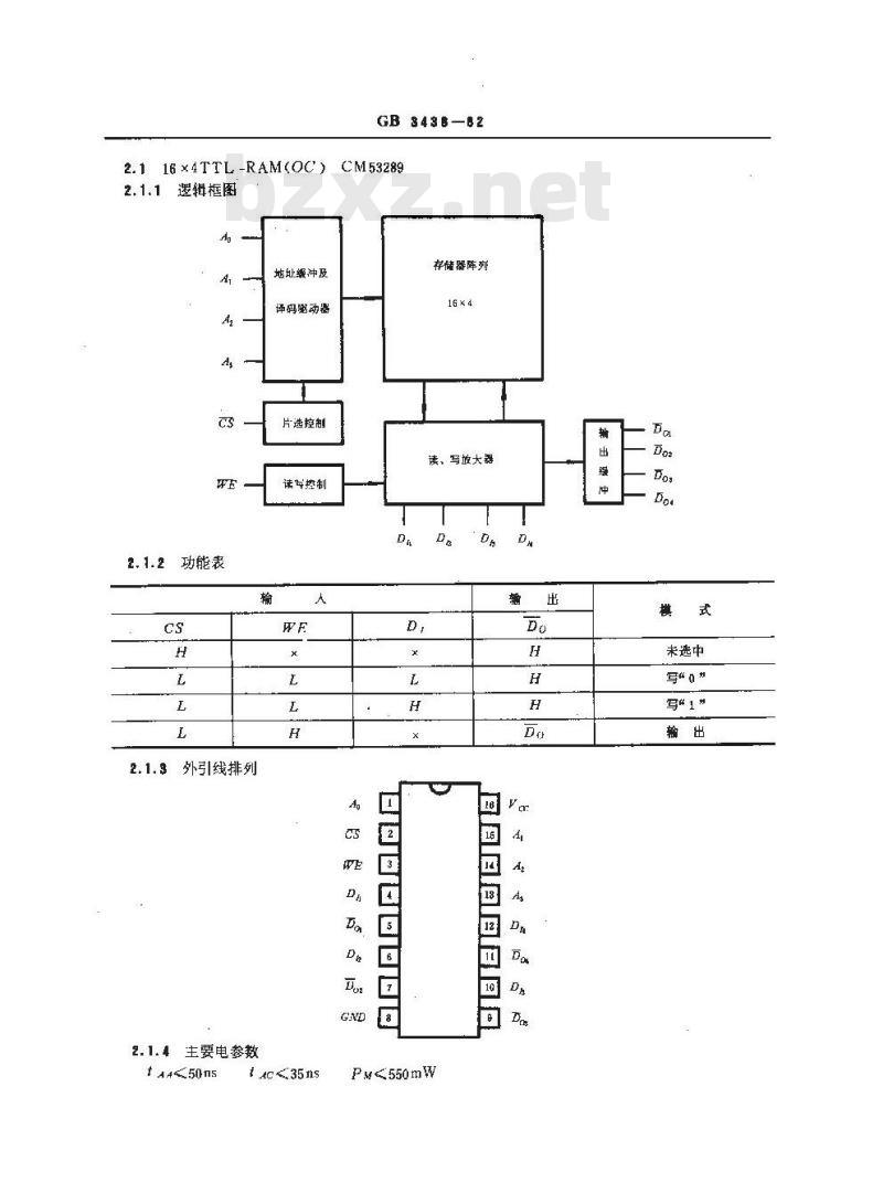GB 3438-1982 半导体集成电路双极型存储器系列和品种