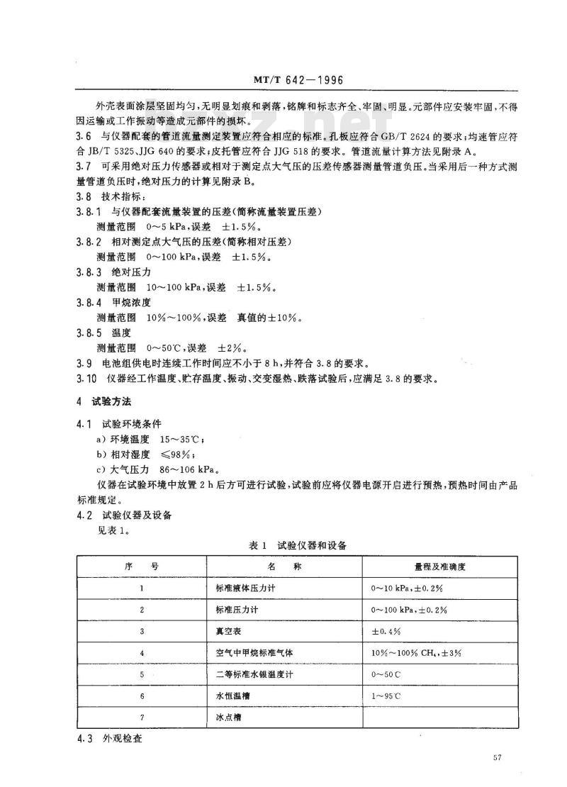 MT/T 642-1996 管道瓦斯抽放综合参数测定仪技术条件