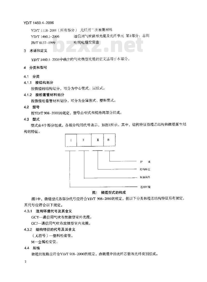 YD/T 1460.4-2006 通信用气吹微型光缆及光纤单元 第4部分:微型光缆