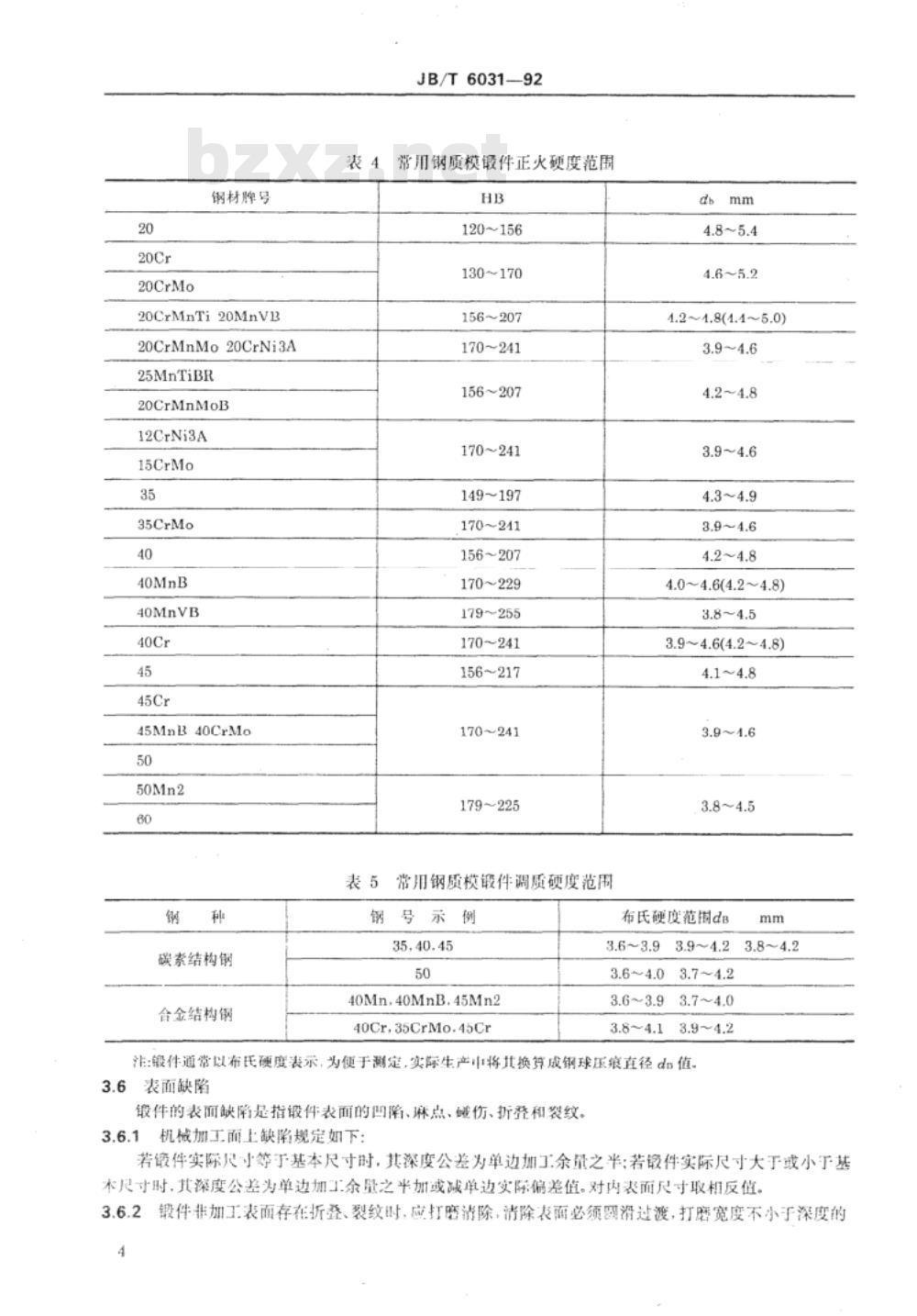 JB/T 6031-1992 工程机械 钢质模锻件 通用技术条件