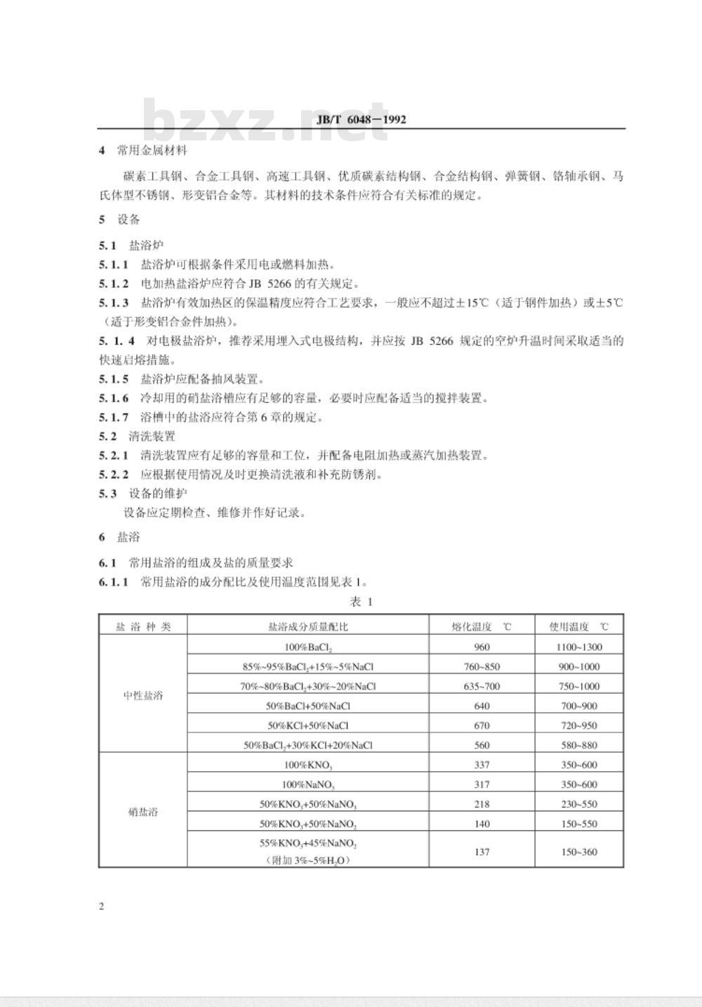JB/T 6048-1992 盐浴热处理