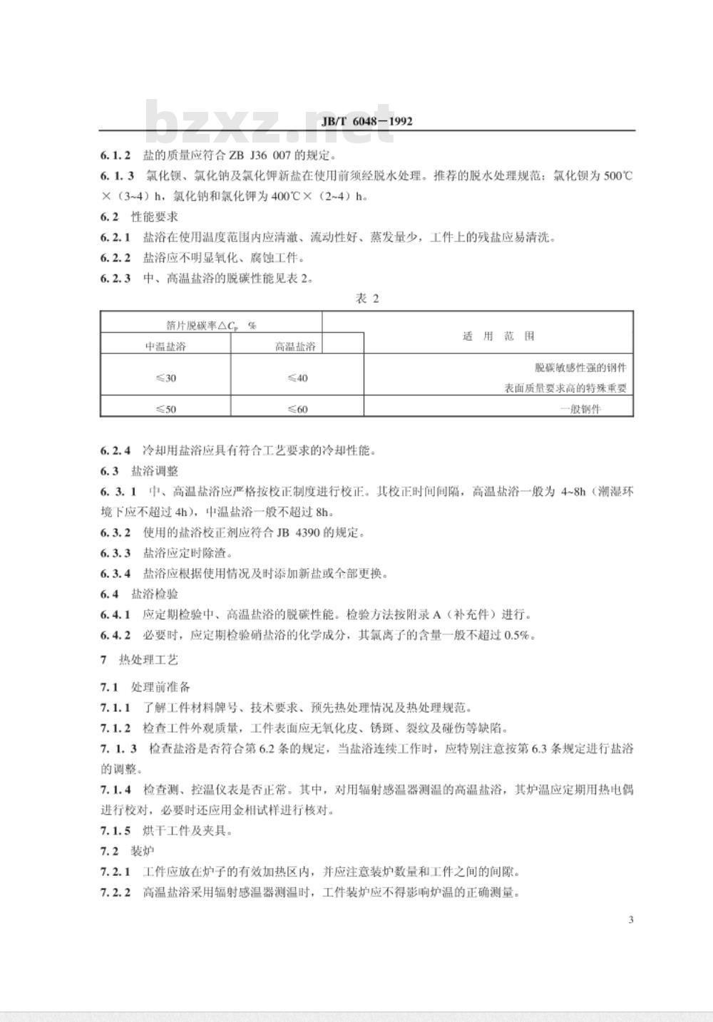 JB/T 6048-1992 盐浴热处理