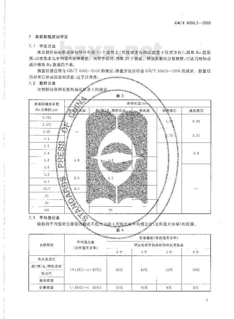 GB/T 6060.3-2008 表面粗糙度比较样块 第3部分：电火花、抛(喷)丸、喷砂、研磨、锉、抛光加工表面