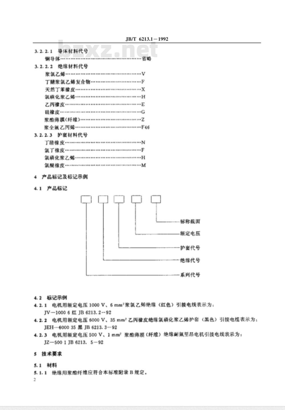 JB/T 6213.1-1992 电机绕组引接软电缆和软线 第1 部分 一般规定