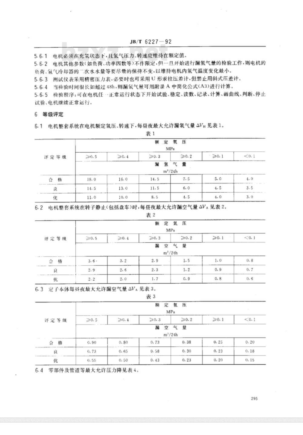 JB/T 6227-1992 氢冷电机 密封性检验方法及评定