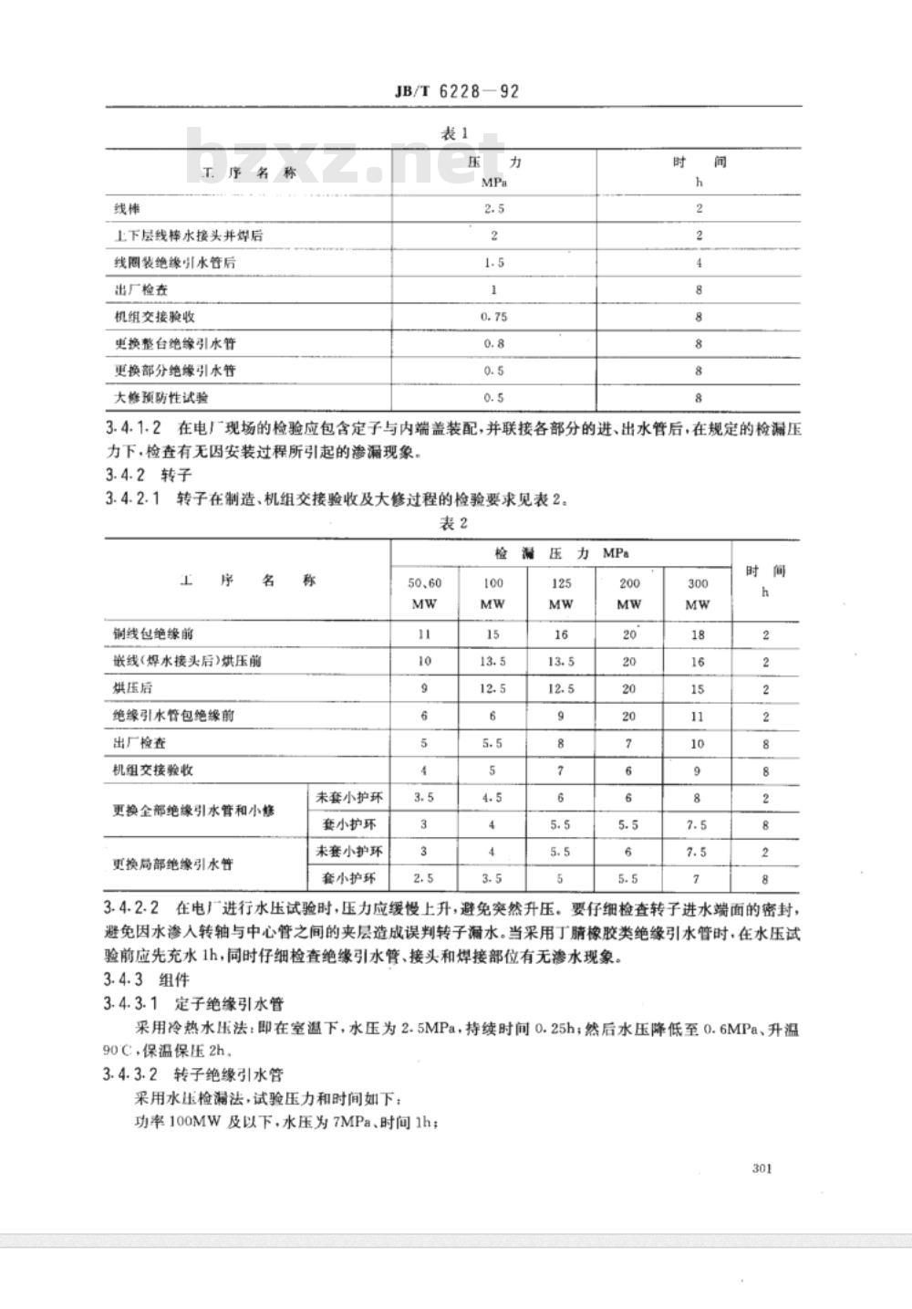 JB/T 6228-1992 汽轮发电机绕组内部水系统 检验方法及评定