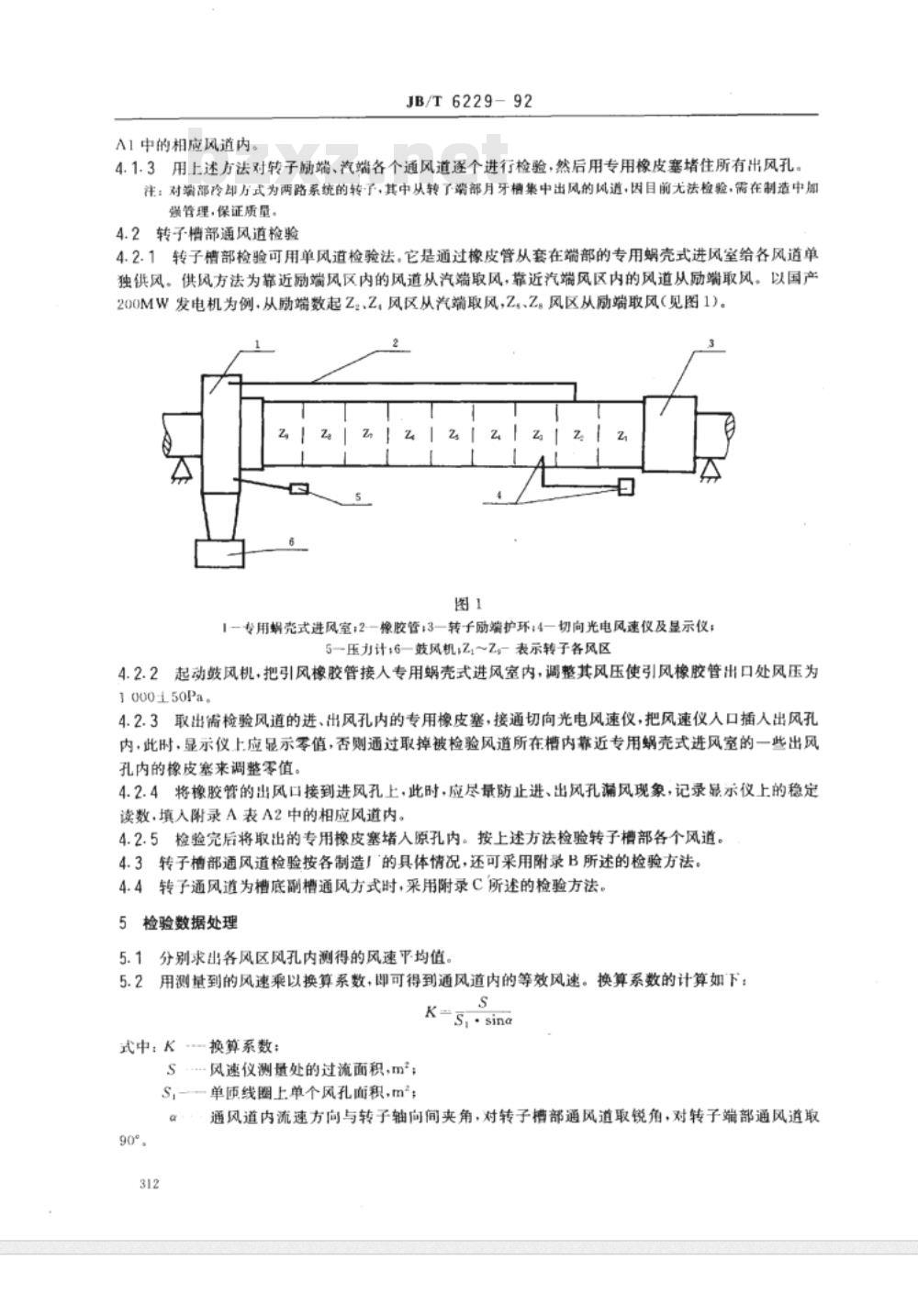 JB/T 6229-1992 汽轮发电机转子直接氢冷通风道 检验方法及限值