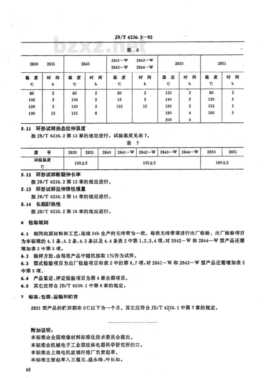 JB/T 6236.3-1992 电工用树脂浸渍玻璃纤维无纬绑扎带 技术条件
