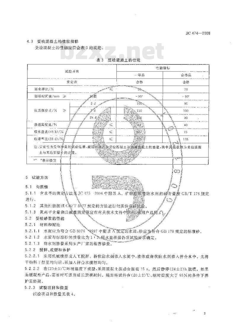 JC 474-2008 砂浆、混凝土防水剂
