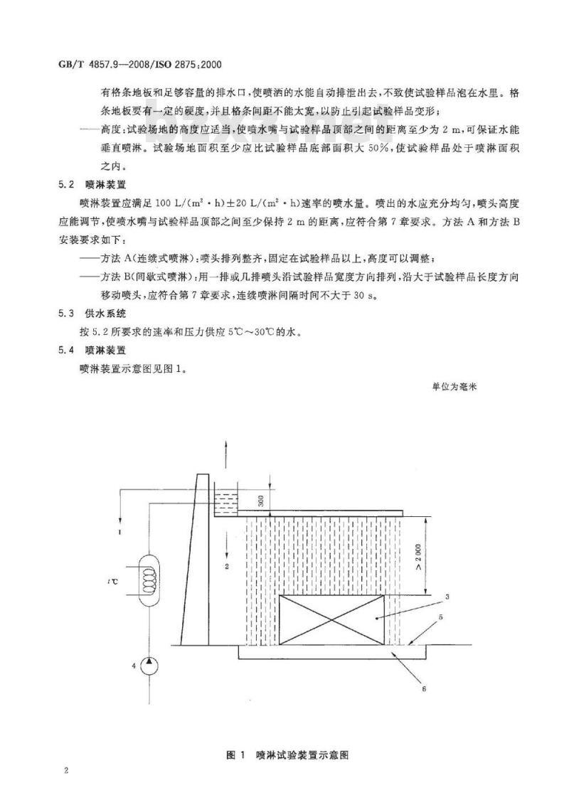 GB/T 4857.9-2008 包装 运输包装件基本试验 第9部分：喷淋试验方法
