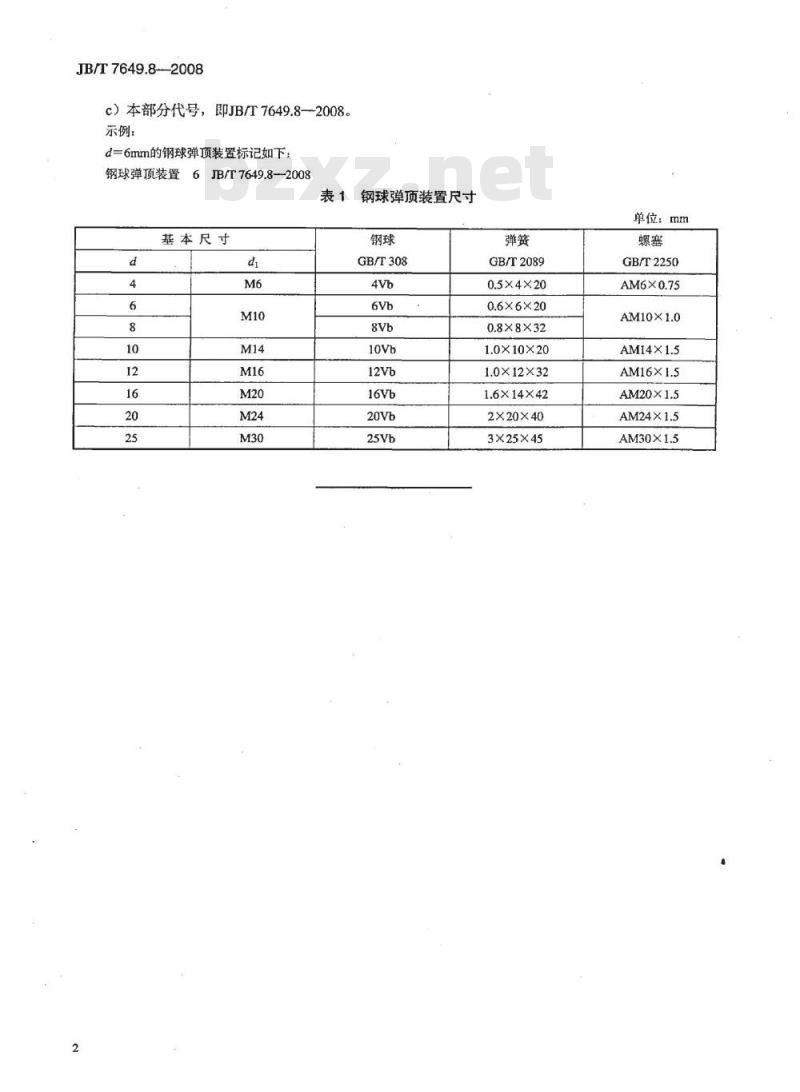 JB/T 7649.8-2008 冲模挡料和弹顶装置 第8部分：钢球弹顶装置