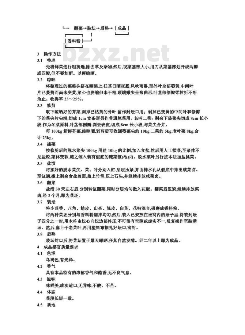 ZB X 10053-1986 半干态盐渍菜生产工艺通用规程 川冬菜