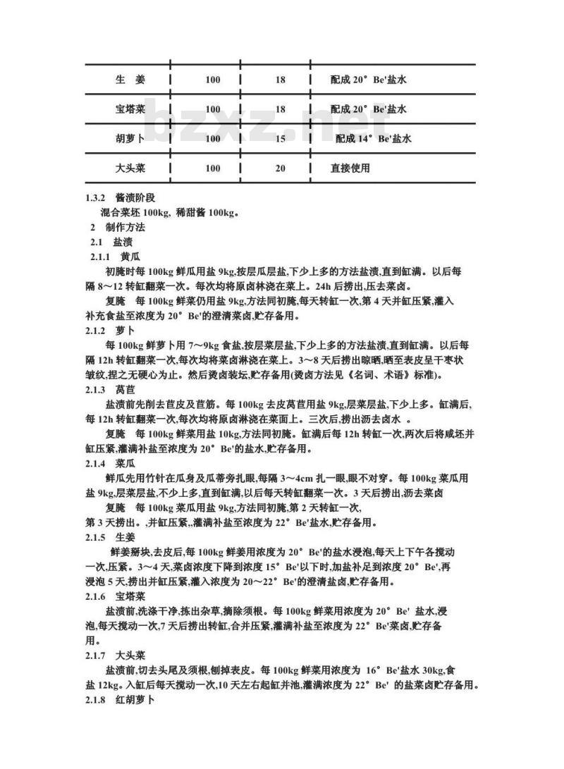 ZB X 10010-1986 甜酱渍菜生产工艺通用规程 酱什锦菜