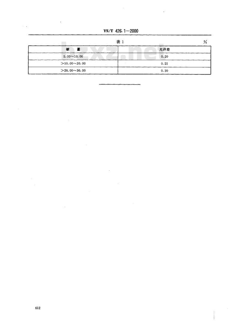 YS/T 426.1-2000 锑铍芯块化学分析方法 氟化钾滴定法测定铍量
