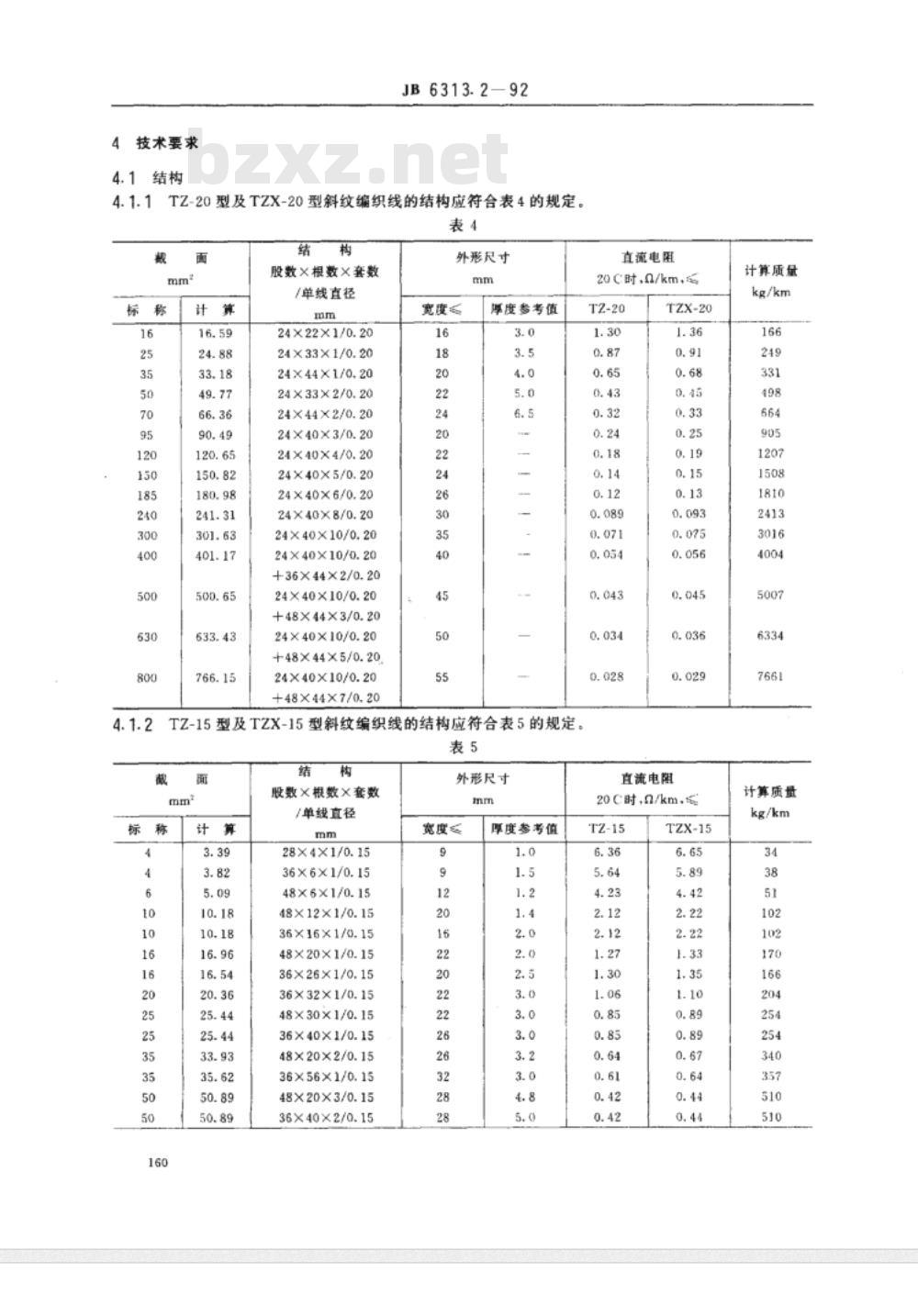 JB/T 6313.2-1992 电工铜编织线 斜纹编织线