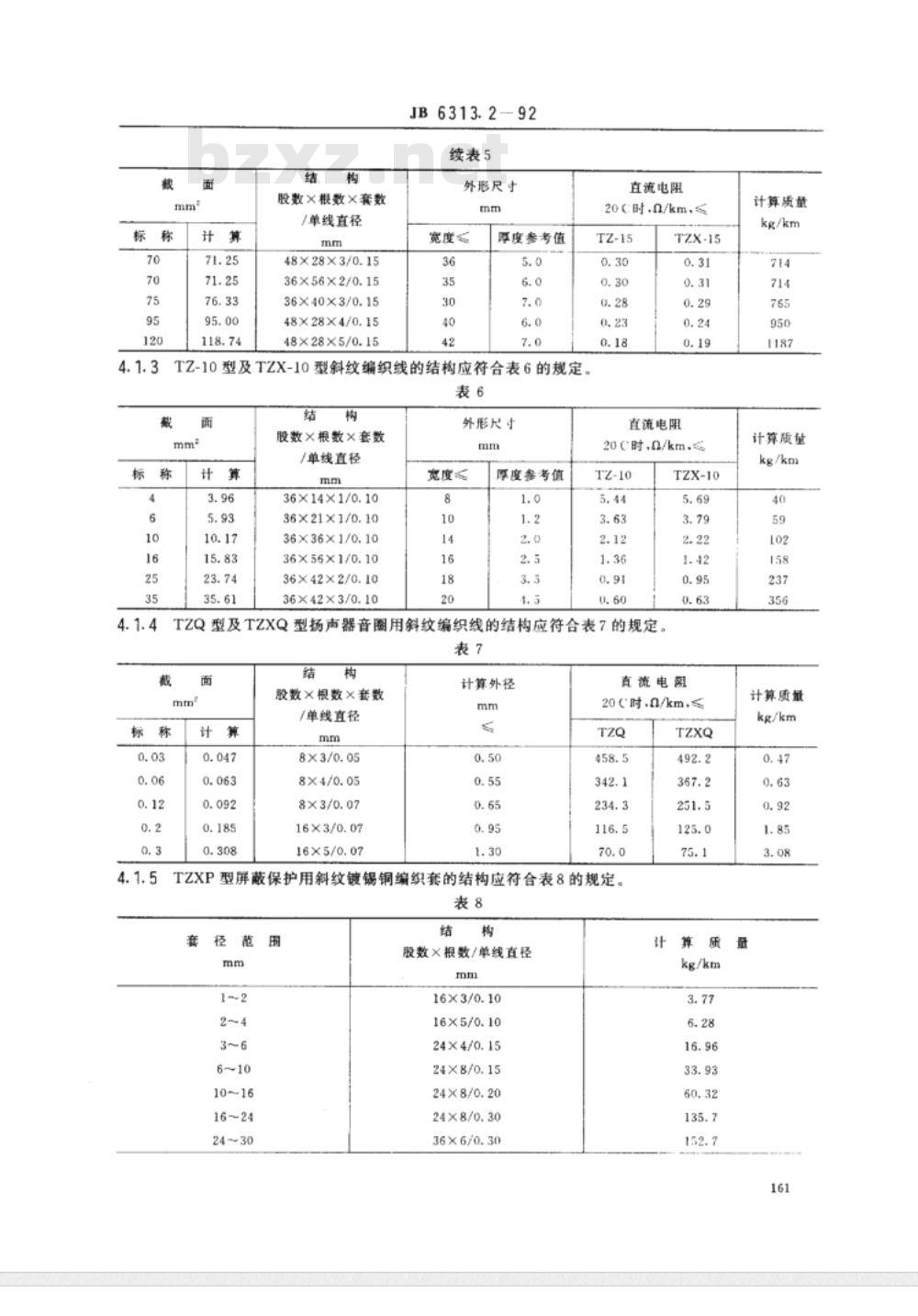 JB/T 6313.2-1992 电工铜编织线 斜纹编织线