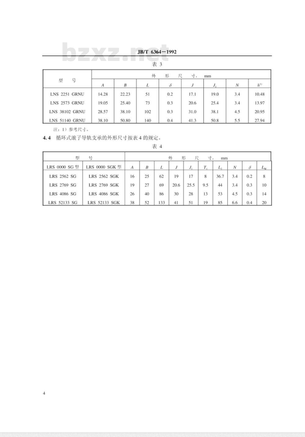 JB/T 6364-1992 直线运动滚动支承 循环式滚针、滚子导轨支承 结构型式和外形尺寸